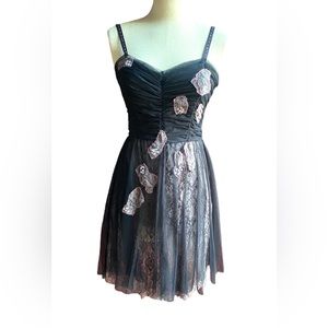 Urban Outfitters Vintage Lux  Lace Tulle Netting Prom Homecoming Dress Goth  M-L